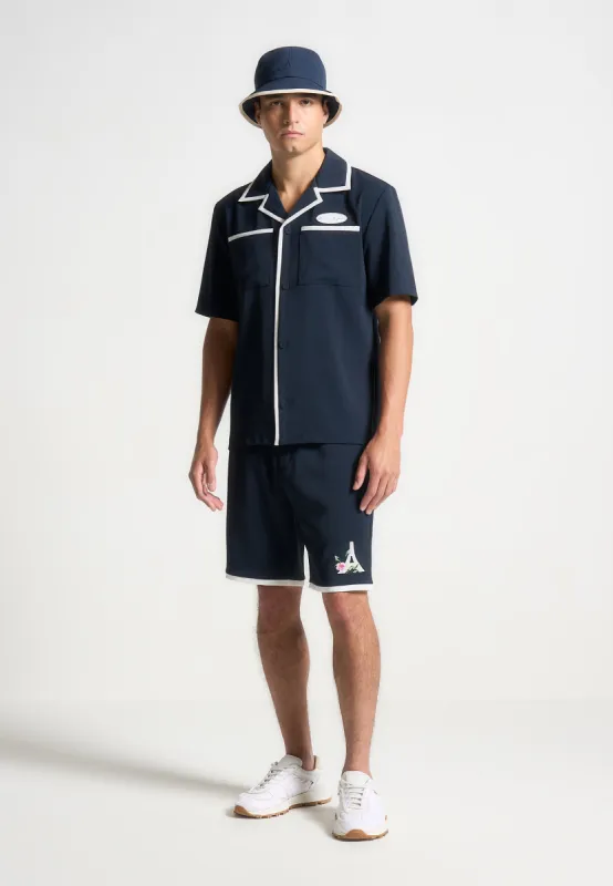 Timo - Velvet Eiffel Shorts  - Navy/White sold by Maniere De Voir