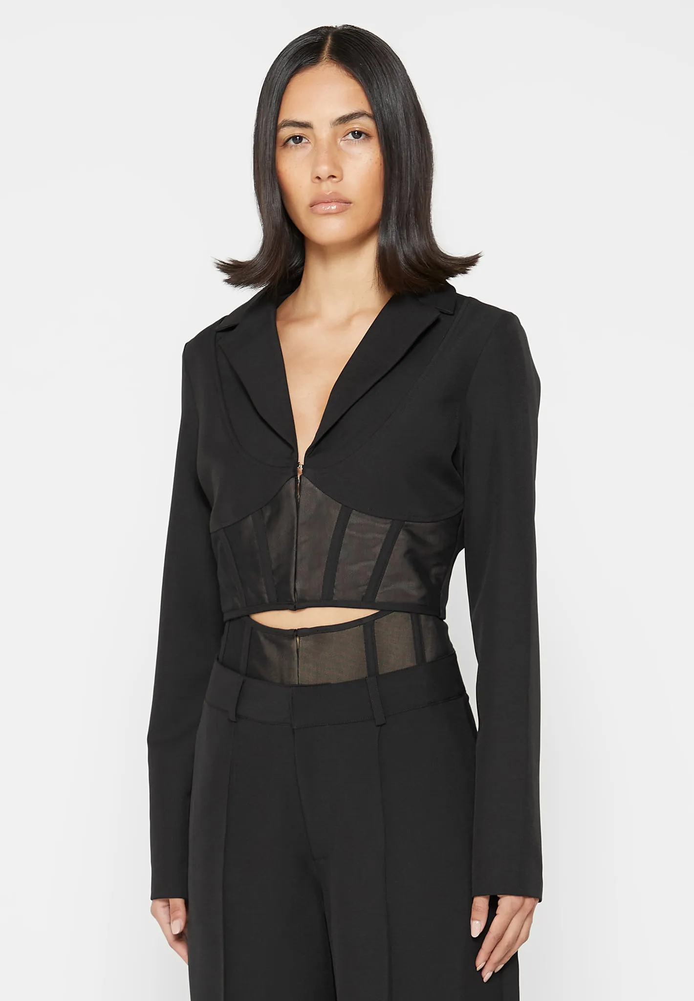 Blazer with Mesh Corset - Black sold by Maniere De Voir product image thumbnail 4