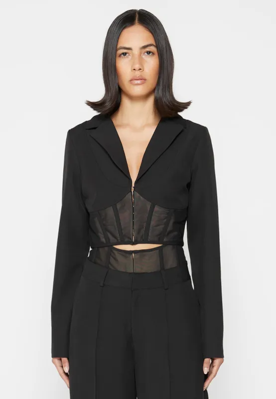 Blazer with Mesh Corset - Black sold by Maniere De Voir