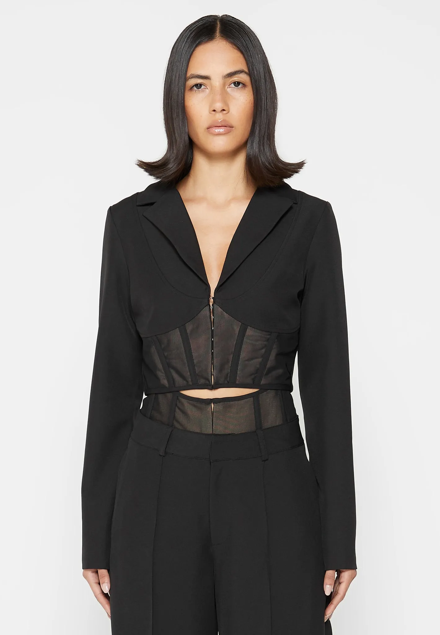 Blazer with Mesh Corset - Black sold by Maniere De Voir