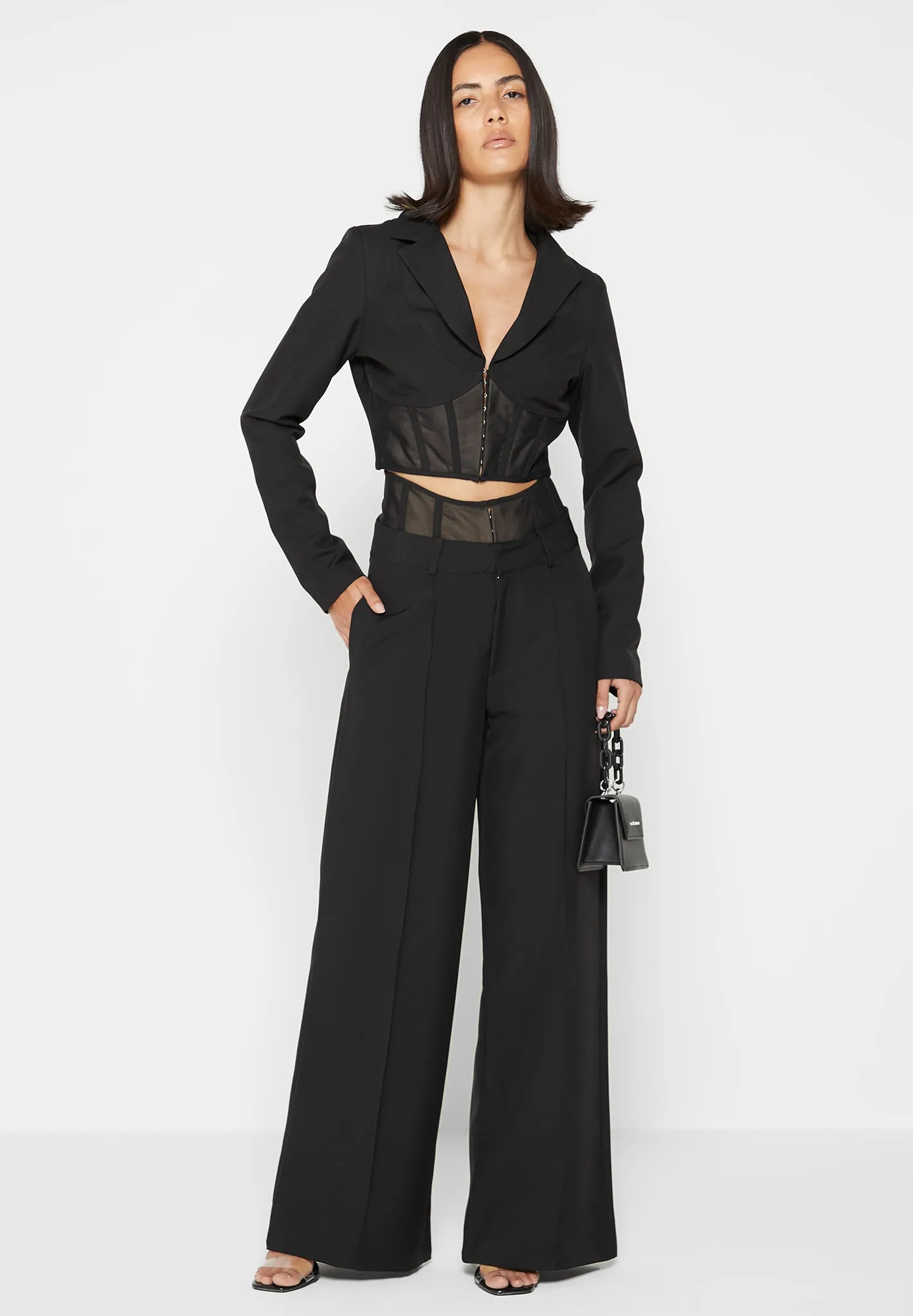 Blazer with Mesh Corset - Black sold by Maniere De Voir product image thumbnail 3