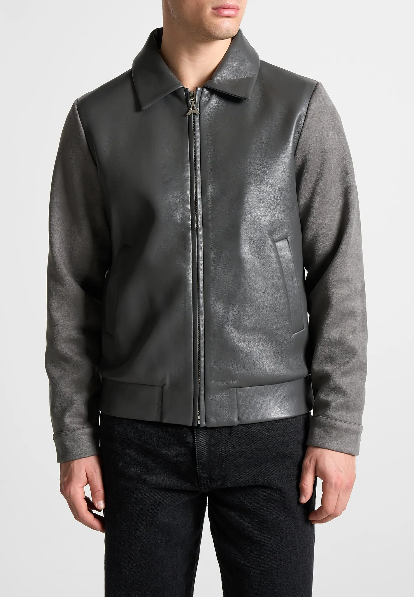 Leather & Suede Jacket - Grey sold by Maniere De Voir product image thumbnail 3