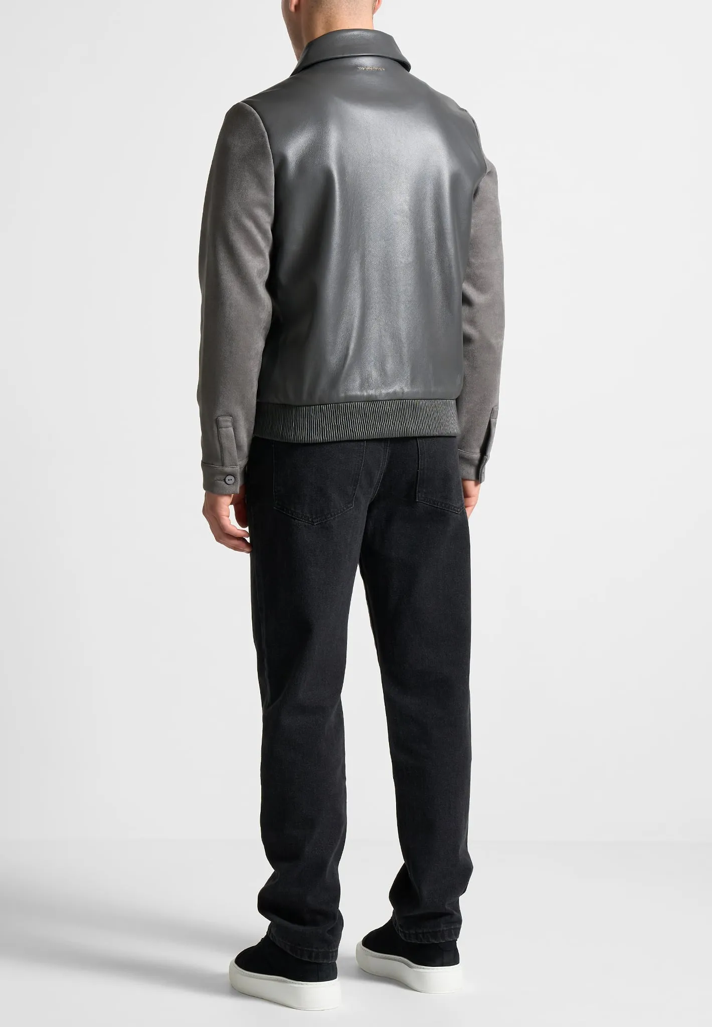 Leather & Suede Jacket - Grey sold by Maniere De Voir product image thumbnail 5