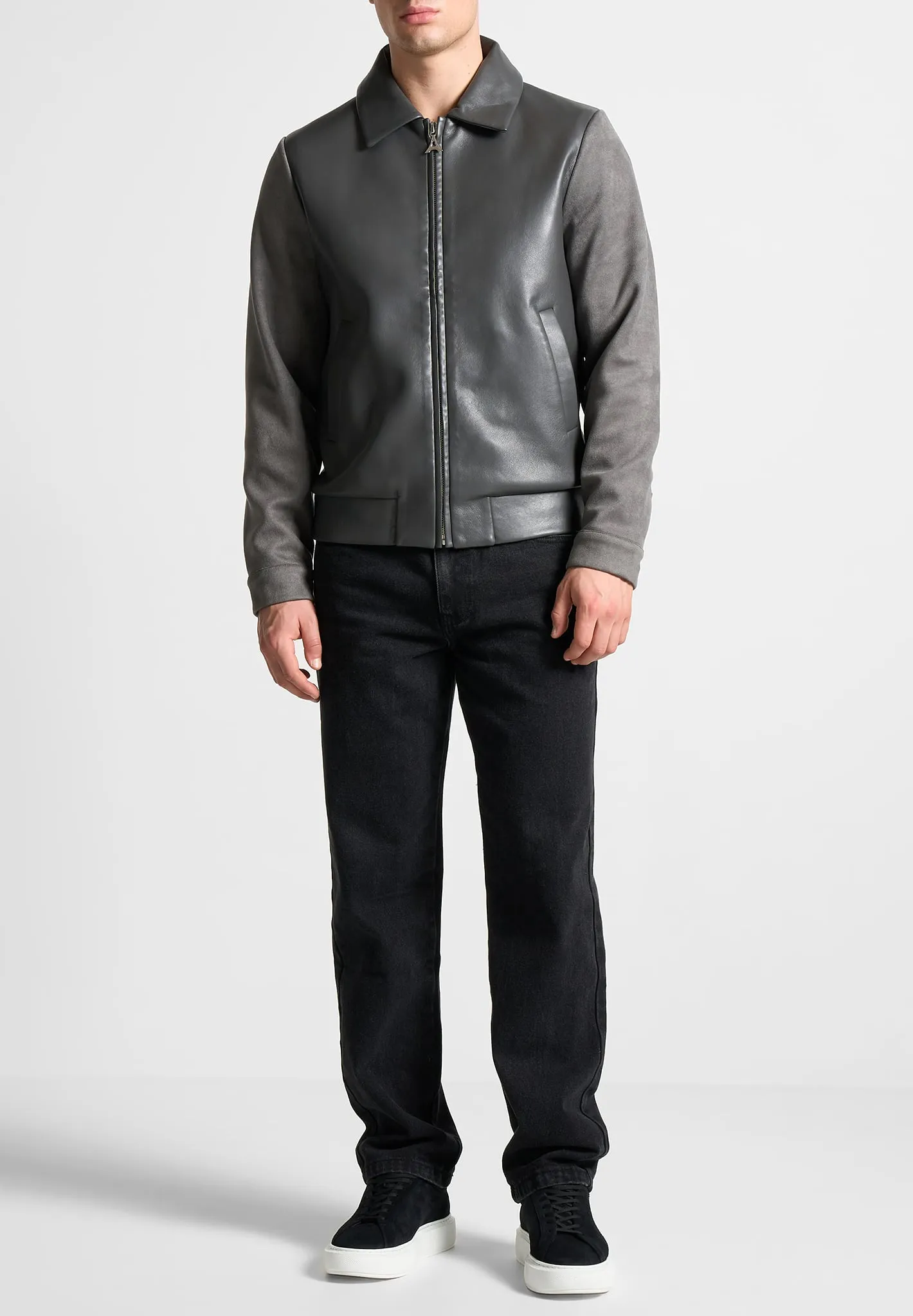 Leather & Suede Jacket - Grey sold by Maniere De Voir