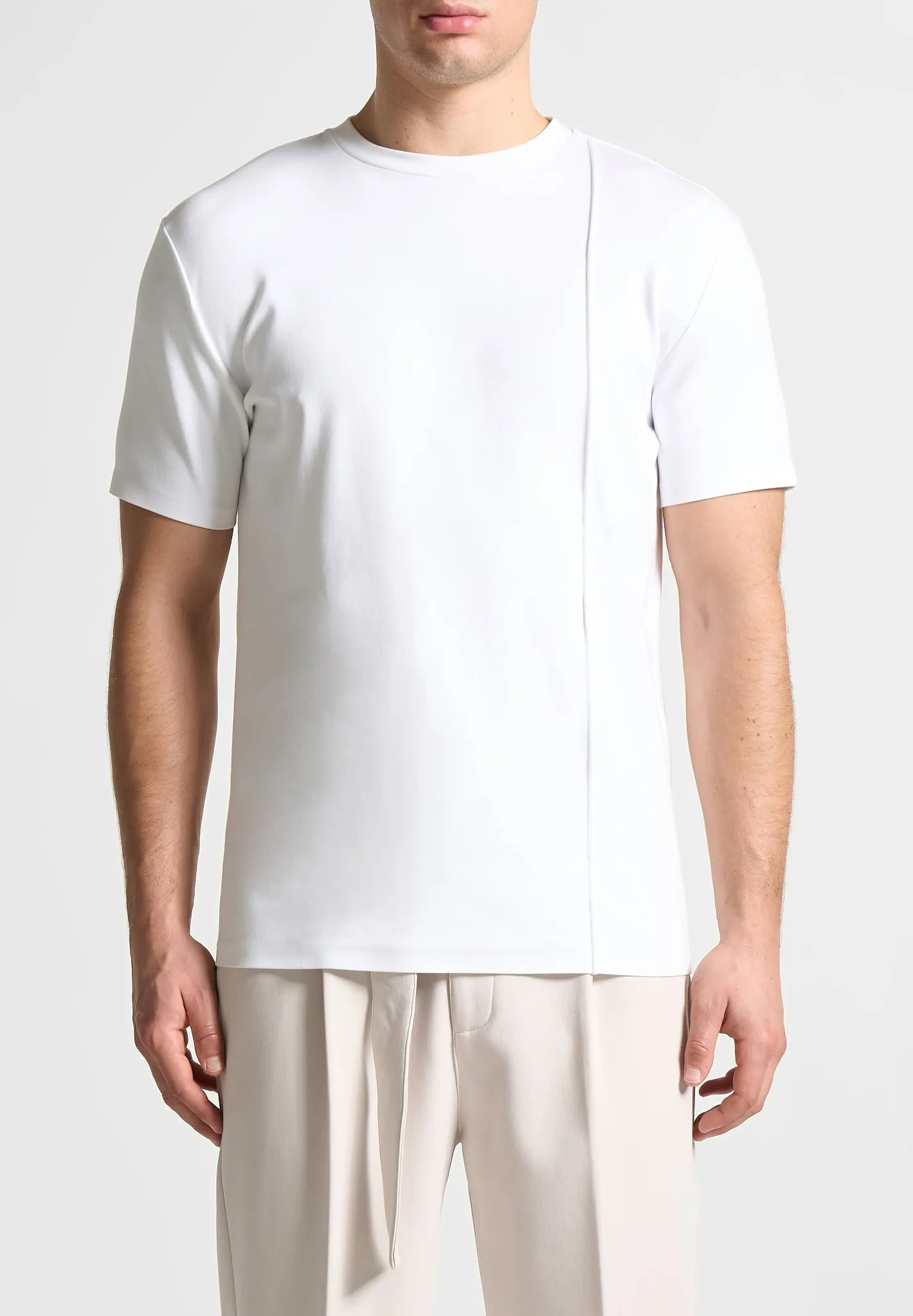 Éternel Regular Fit Cotton T-Shirt with Pintuck - White sold by Maniere De Voir