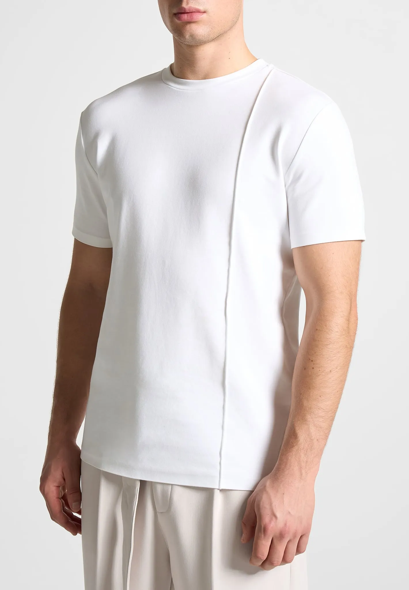 Éternel Regular Fit Cotton T-Shirt with Pintuck - White sold by Maniere De Voir product image thumbnail 5