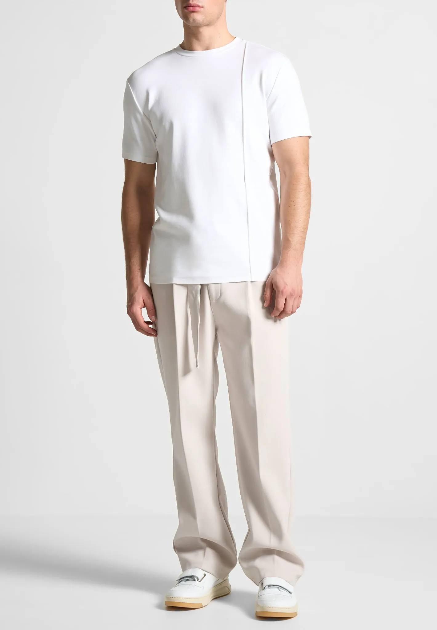 Éternel Regular Fit Cotton T-Shirt with Pintuck - White sold by Maniere De Voir product image thumbnail 3