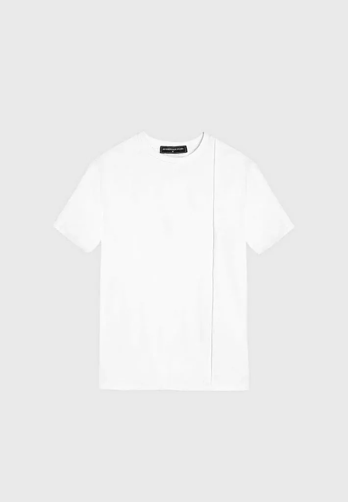Éternel Regular Fit Cotton T-Shirt with Pintuck - White sold by Maniere De Voir product image thumbnail 2