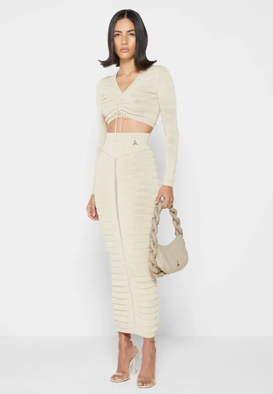Contour Knit Maxi Skirt - Beige sold by Maniere De Voir