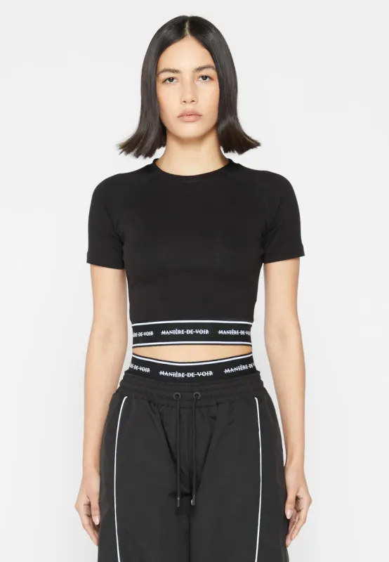 MDV Banded Crop T Shirt - Black sold by Maniere De Voir