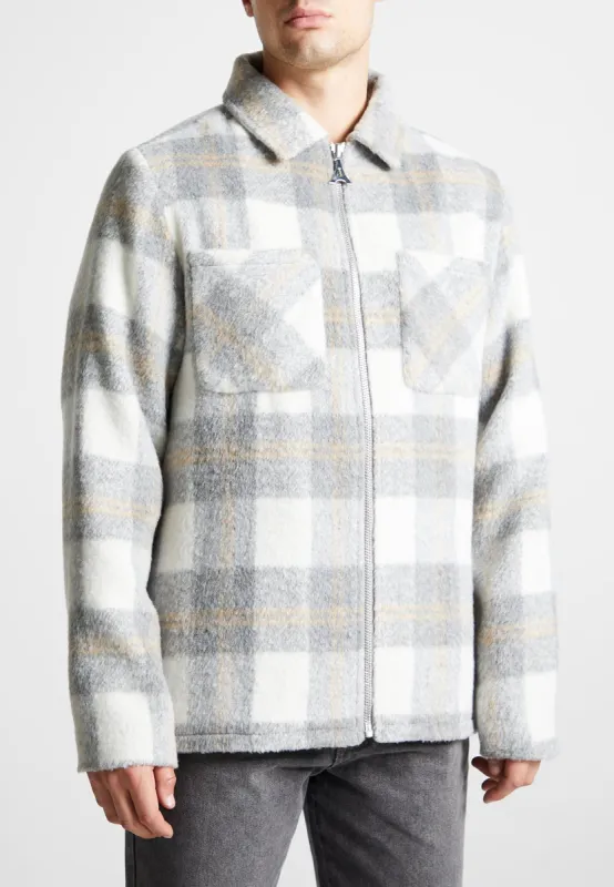Checked Wool Shacket - Grey sold by Maniere De Voir