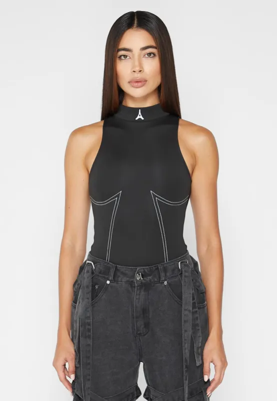 High Neck Racer Bodysuit - Black sold by Maniere De Voir