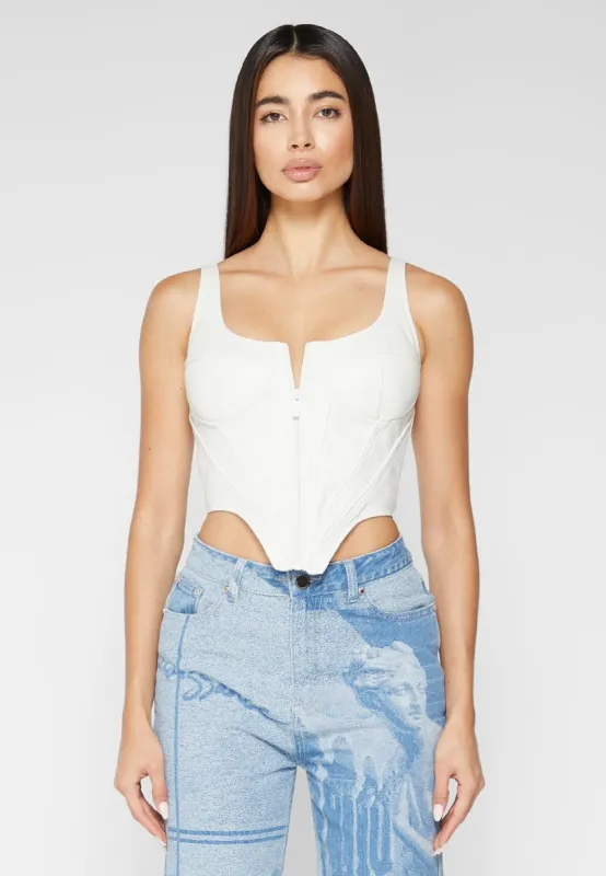 Vegan Leather Corset Top - White sold by Maniere De Voir