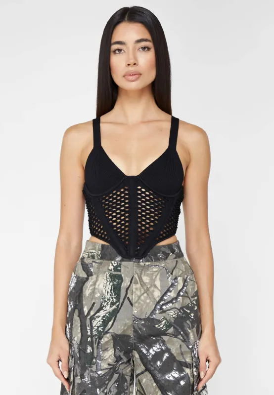 Crochet Knit Corset Top - Black sold by Maniere De Voir