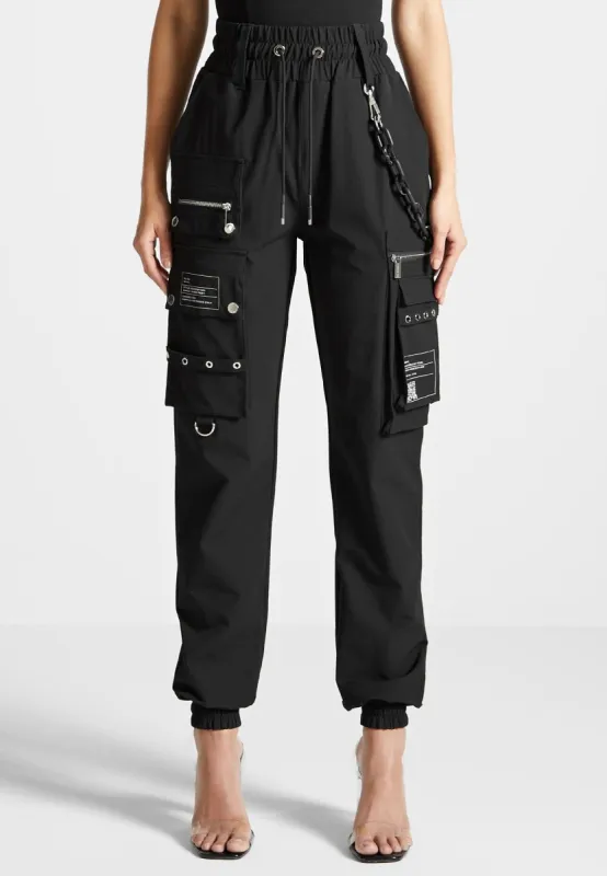 Cargo Pants with Marble & Matte Chain - Black sold by Maniere De Voir