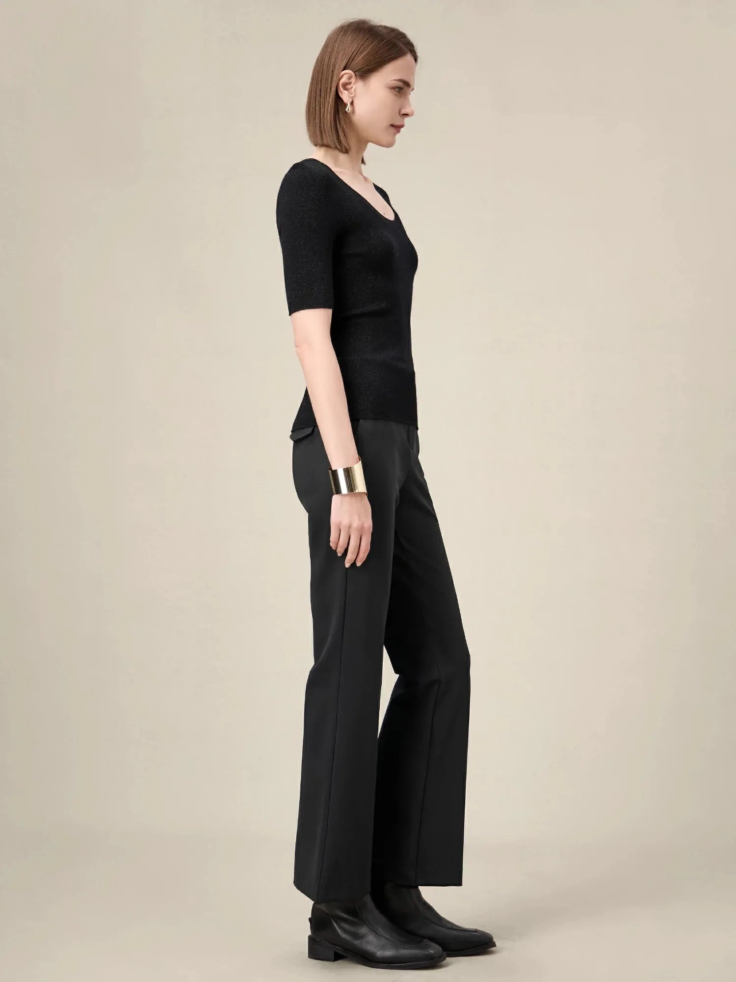 Amoretu Women's High Elasticity Slim Fit Flared Pants sold by Amoretu product image thumbnail 3