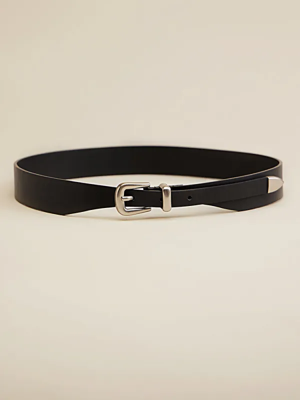 Amoretu Women's Thin Leather Waist Belt With Silver Buckle sold by Amoretu