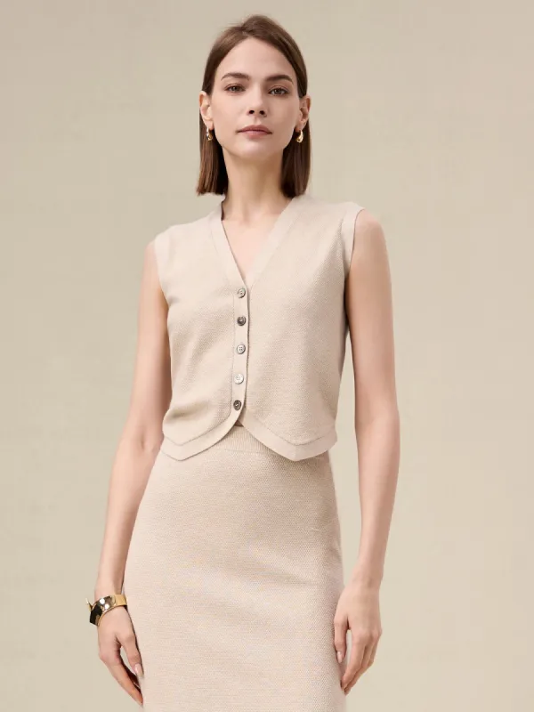 Amoretu Wool Button-Front Sweater Vest sold by Amoretu