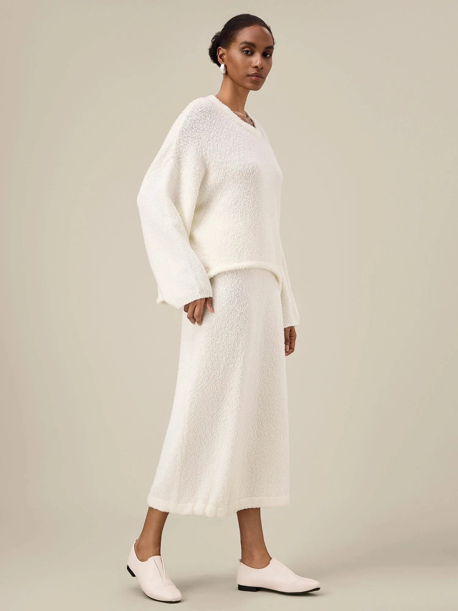 Amoretu Wool Elastic Waist Drawstring Knitted Casual Skirt sold by Amoretu product image thumbnail 3