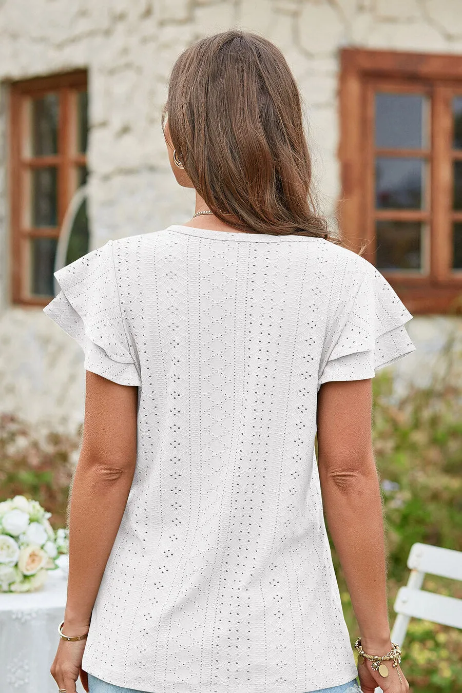 Lace Ruffle Sleeves Top T shirt sold by Amoretu product image thumbnail 3