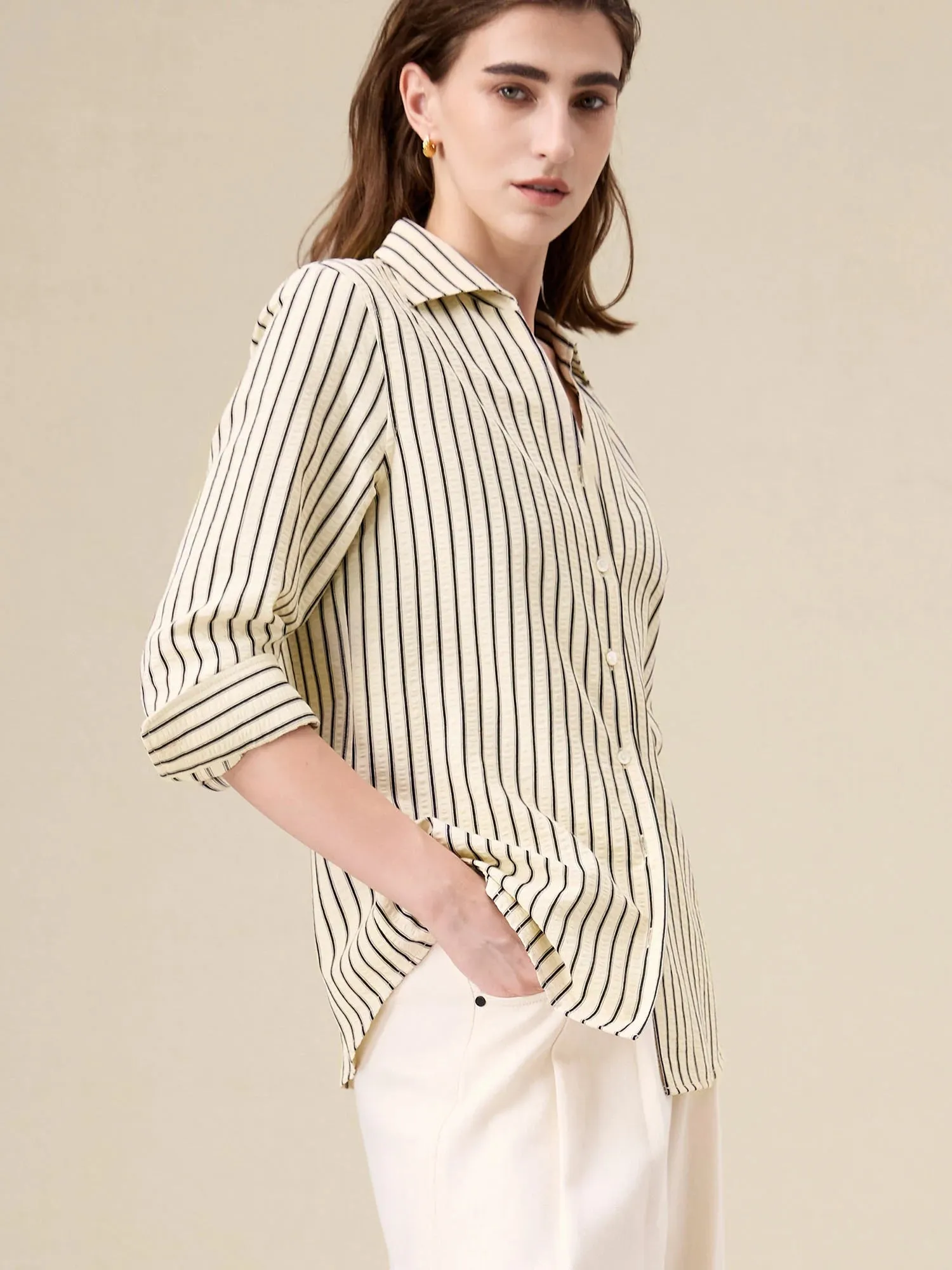 Amoretu Cotton Striped Button Down Shirt sold by Amoretu product image thumbnail 2