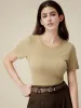 Amoretu Acetate Silk Classic Slim Fit T-Shirt sold by Amoretu