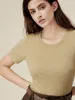 Amoretu Acetate Silk Classic Slim Fit T-Shirt sold by Amoretu