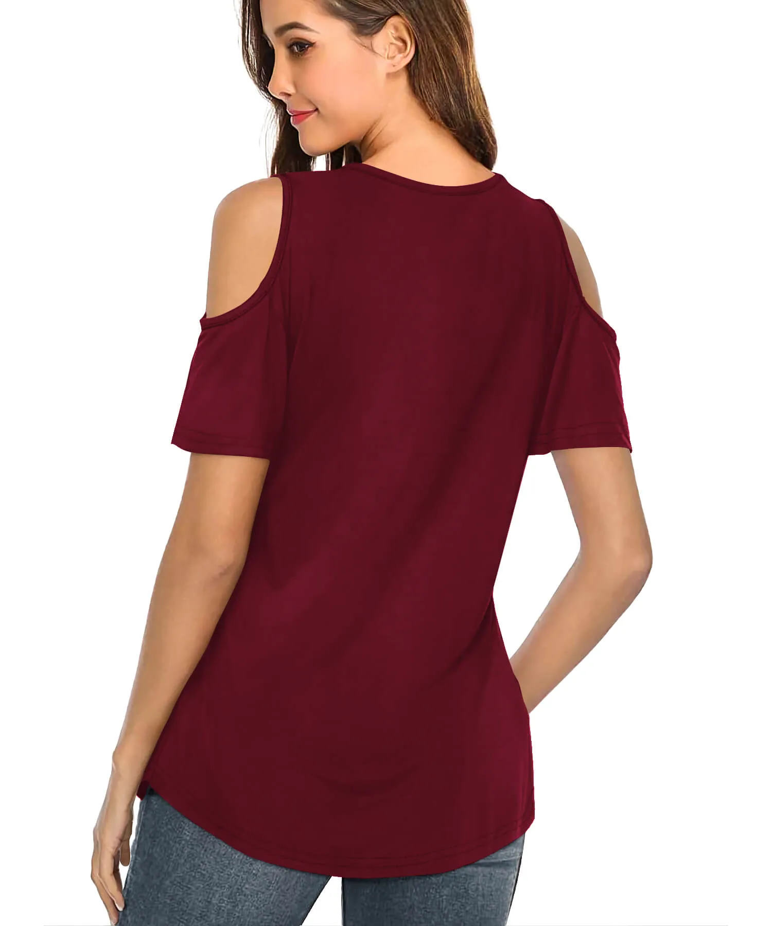 Modal Criss Cross Cold Shoulder T Shirt sold by Amoretu product image thumbnail 2