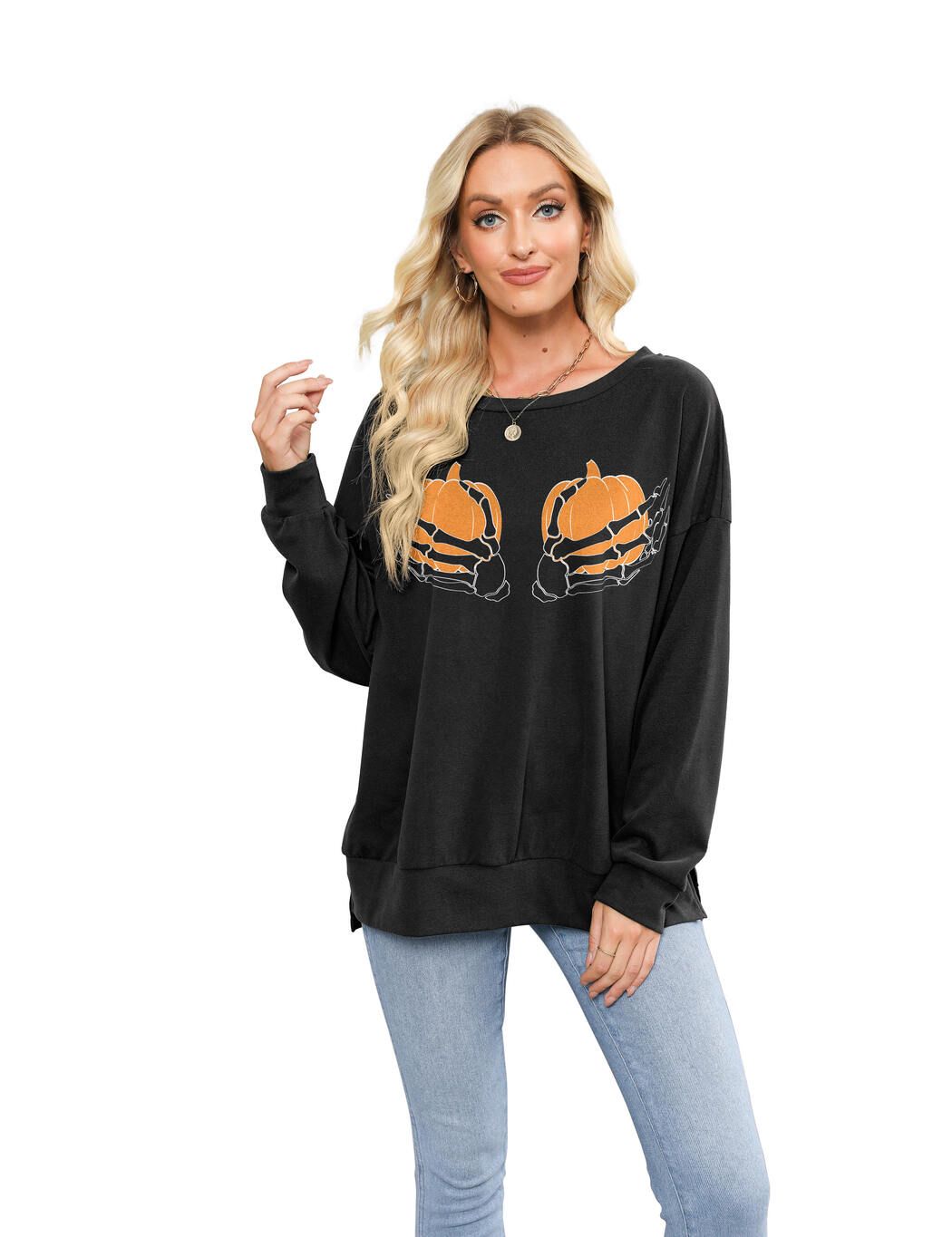 Long Sleeve Shirts Skeleton Graphic Stretchy Sweatshirts sold by Amoretu product image thumbnail 9