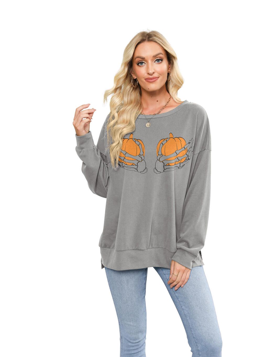 Long Sleeve Shirts Skeleton Graphic Stretchy Sweatshirts sold by Amoretu product image thumbnail 7