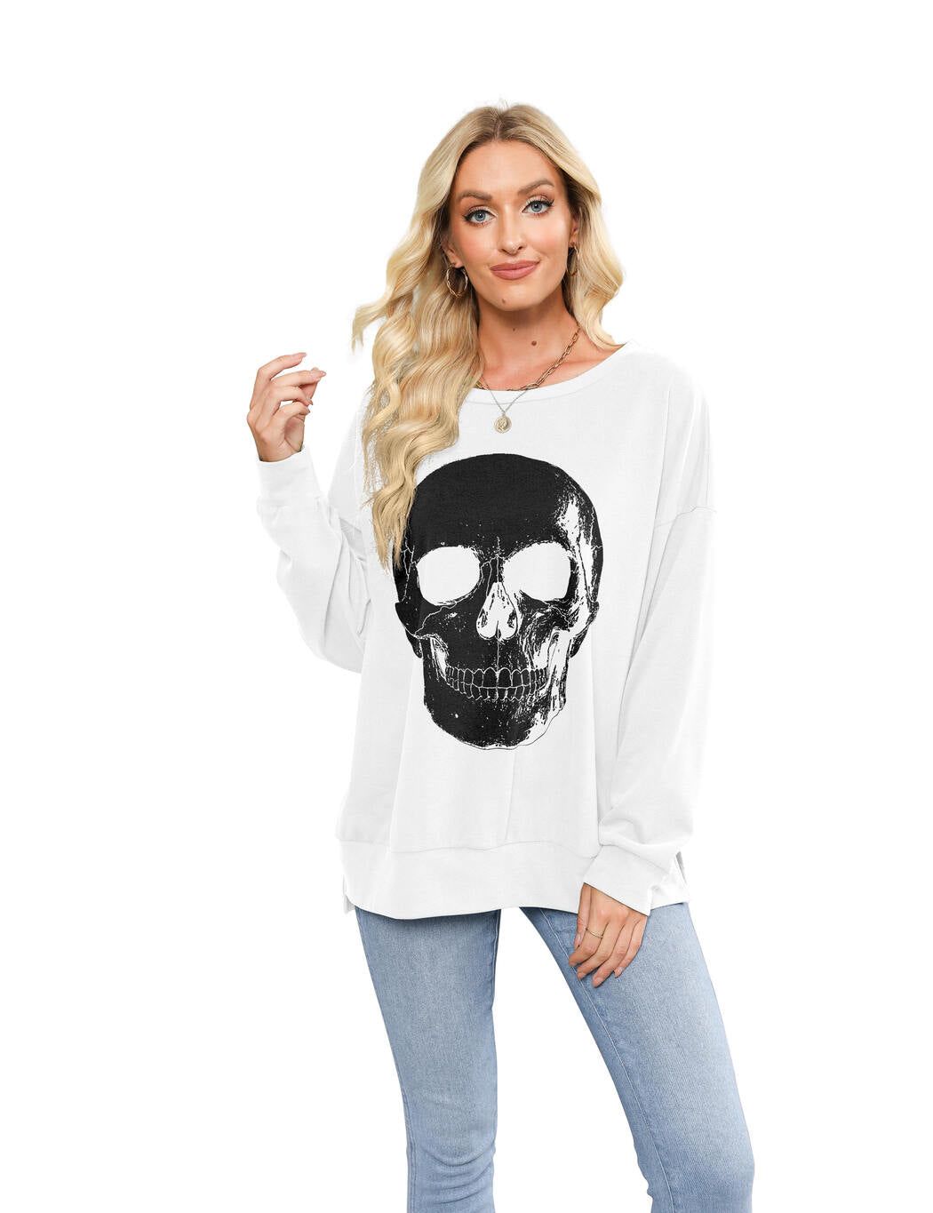 Long Sleeve Shirts Skeleton Graphic Stretchy Sweatshirts sold by Amoretu product image thumbnail 13