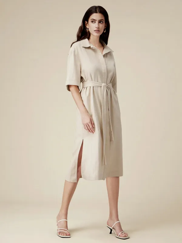 Amoretu Linen Half Sleeve Shirt Dress sold by Amoretu