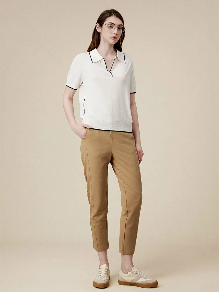 Amoretu 85.1% Lyocell Polo Top Cotton Linen Pencil Pants 2 Piece Set sold by Amoretu