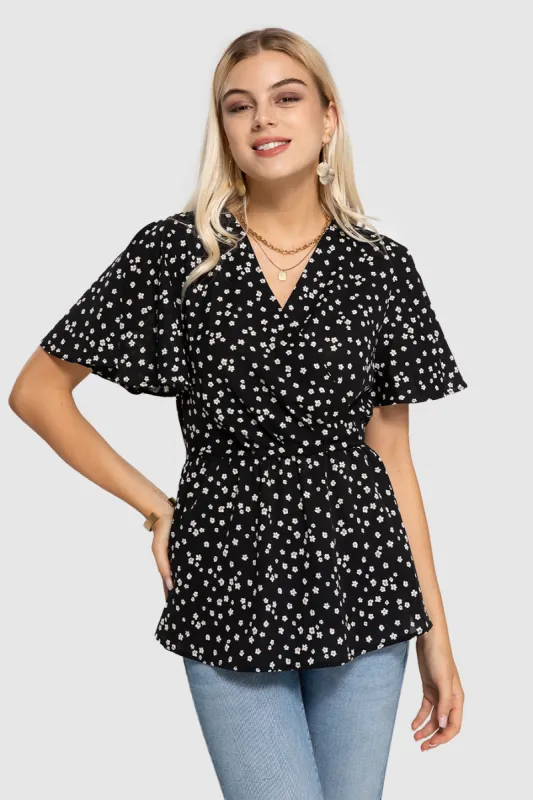 Delicate Bouquet Ruffle Blouse sold by Amoretu