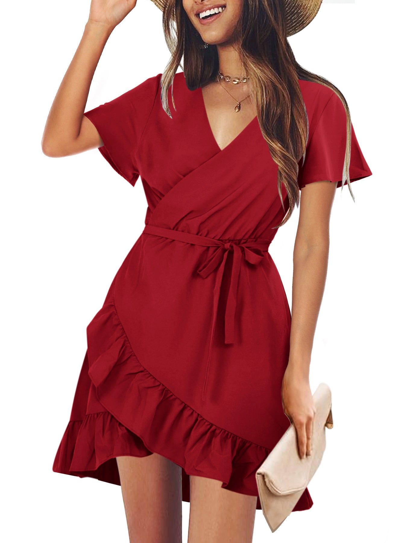 Cute Wrap Ruffle Mini Dress Sale sold by Amoretu product image thumbnail 7