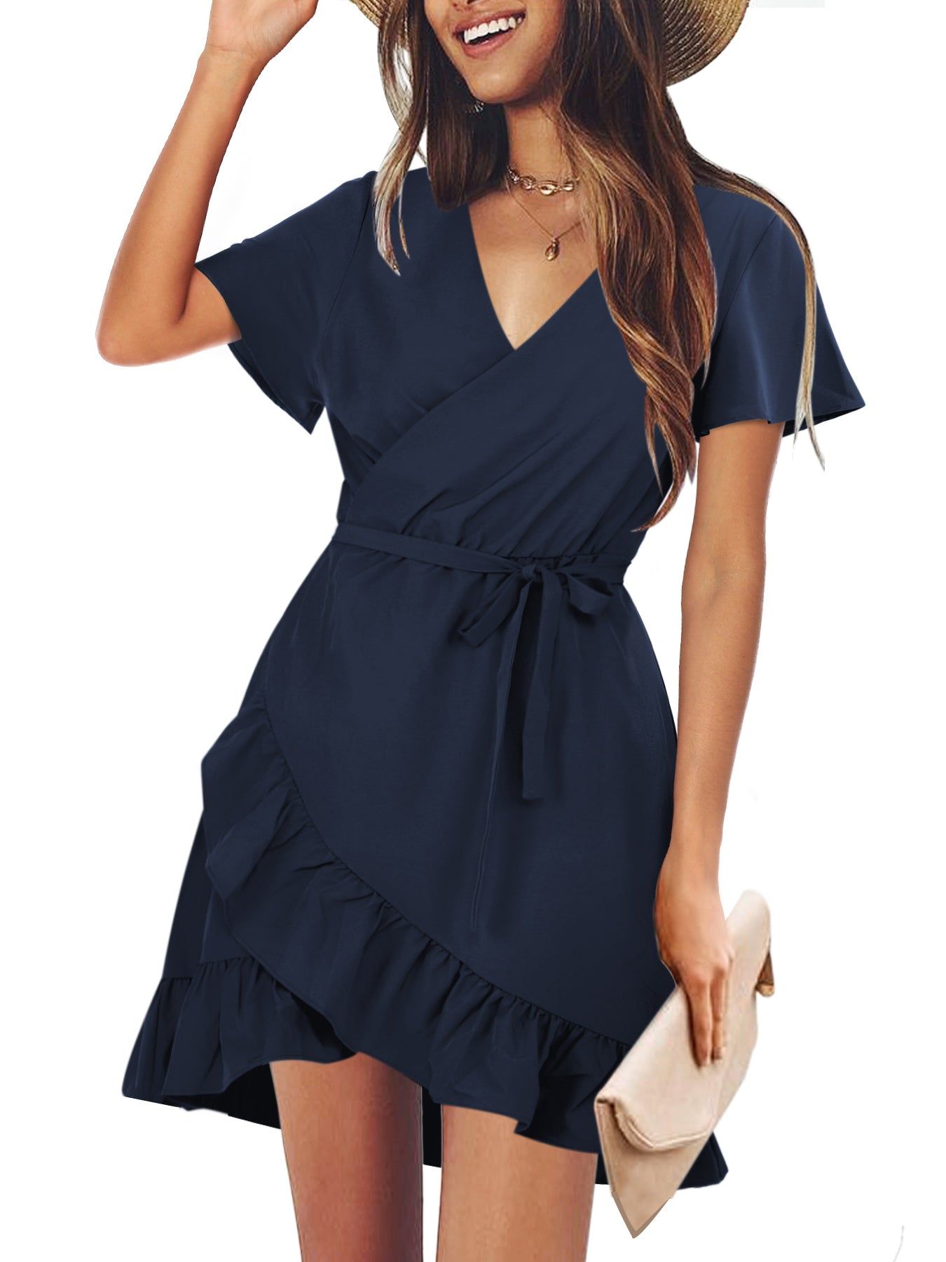 Cute Wrap Ruffle Mini Dress Sale sold by Amoretu product image thumbnail 10