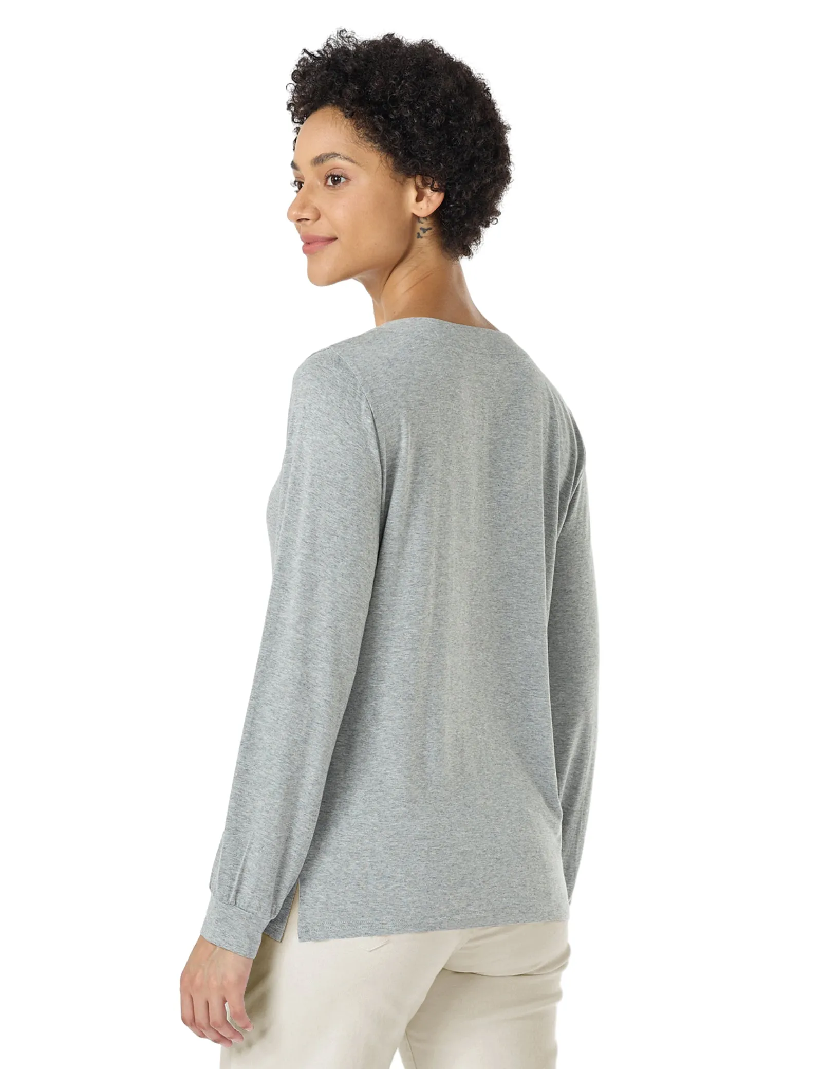 Long Sleeve Button Down Henley V Neck T Shirt sold by Amoretu product image thumbnail 4