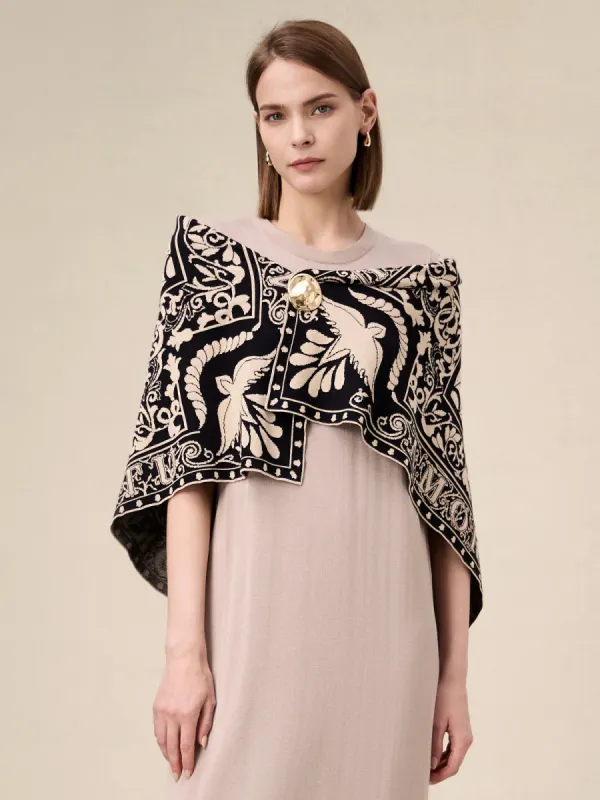 Amoretu Brand Patterned Knit Shawl（Free brooch with purchase） sold by Amoretu