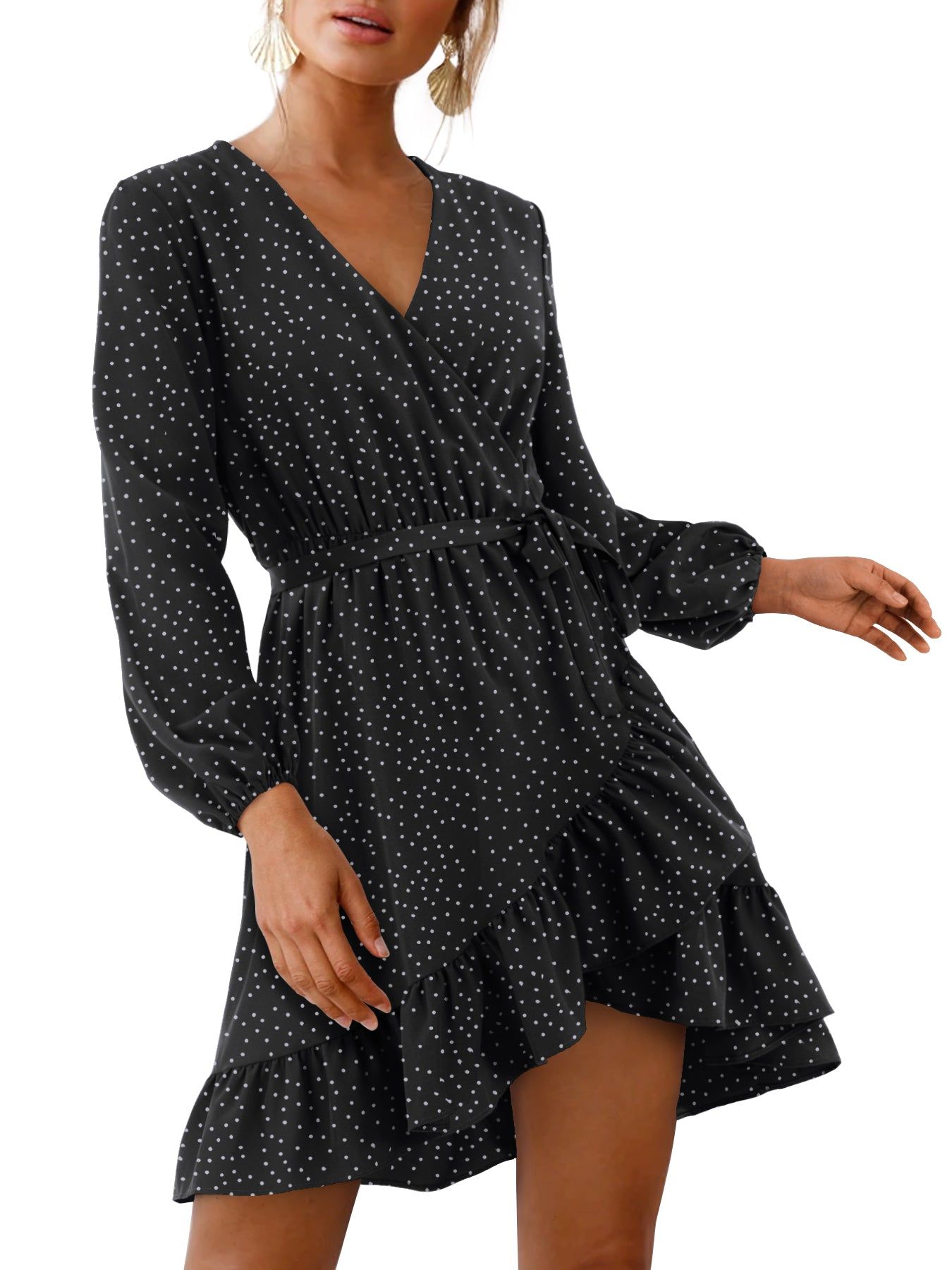 Polka Dot Wrap Mini Dress Sale sold by Amoretu product image thumbnail 5
