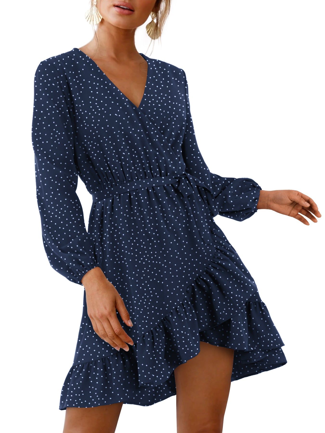 Polka Dot Wrap Mini Dress Sale sold by Amoretu product image thumbnail 6
