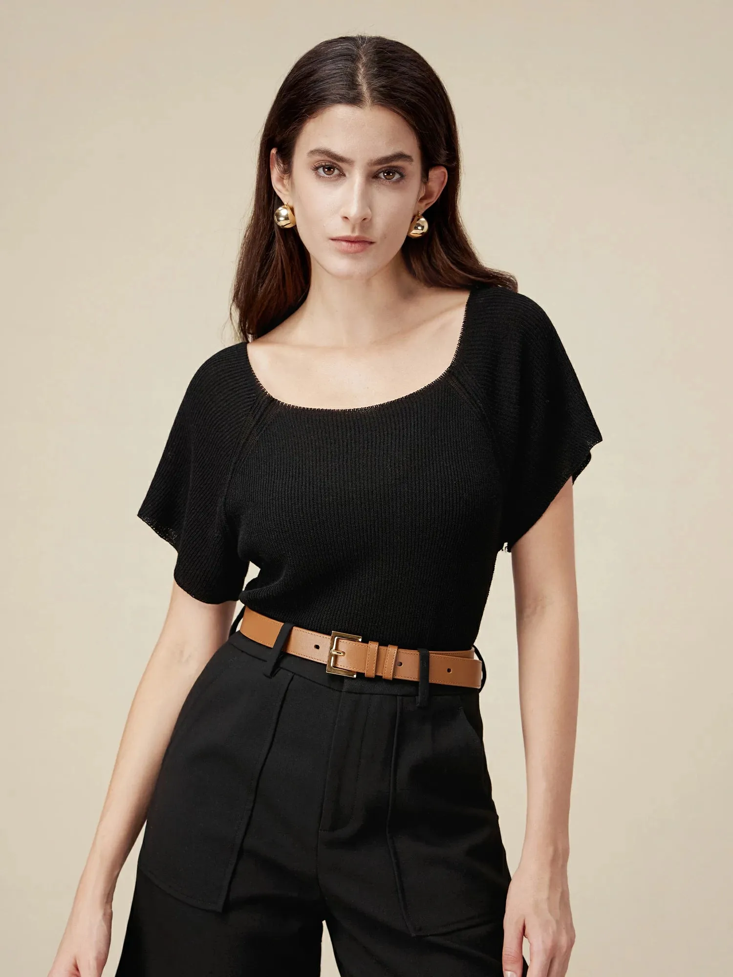 Amoretu Women's Adjustable Cowhide Gold Buckle Square Belt sold by Amoretu product image thumbnail 2