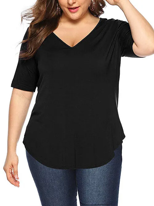 Plus Size Tunic V-Neck Casual T Shirt sold by Amoretu product image thumbnail 3