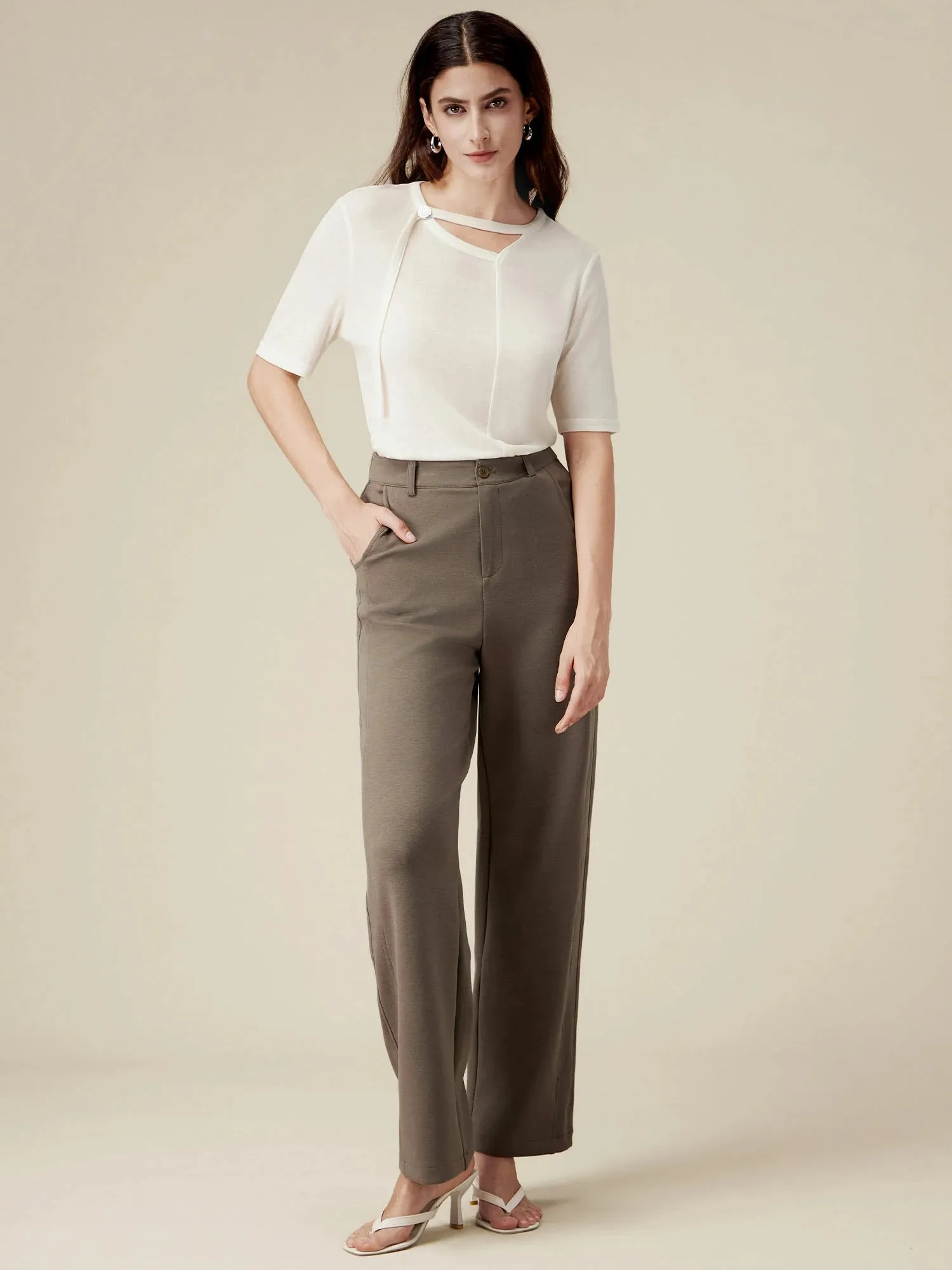 Amoretu Lyocell Embellished Band T-Shirt sold by Amoretu product image thumbnail 3