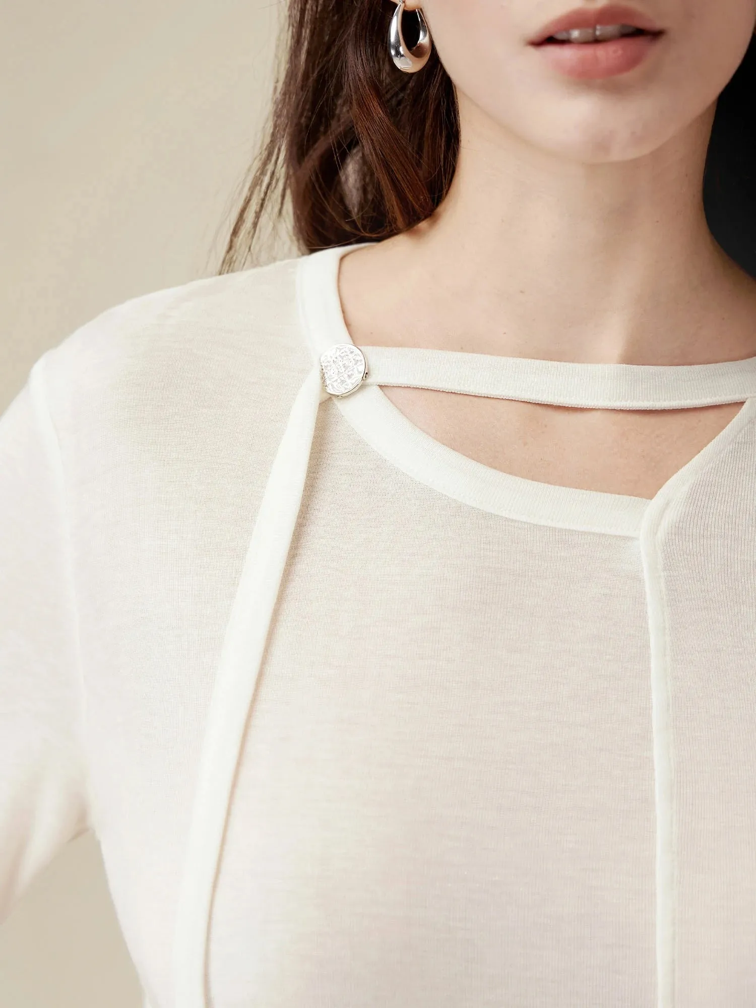 Amoretu Lyocell Embellished Band T-Shirt sold by Amoretu product image thumbnail 5