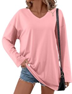 Oversized Shirts Fall Long Sleeve V Neck Top sold by Amoretu