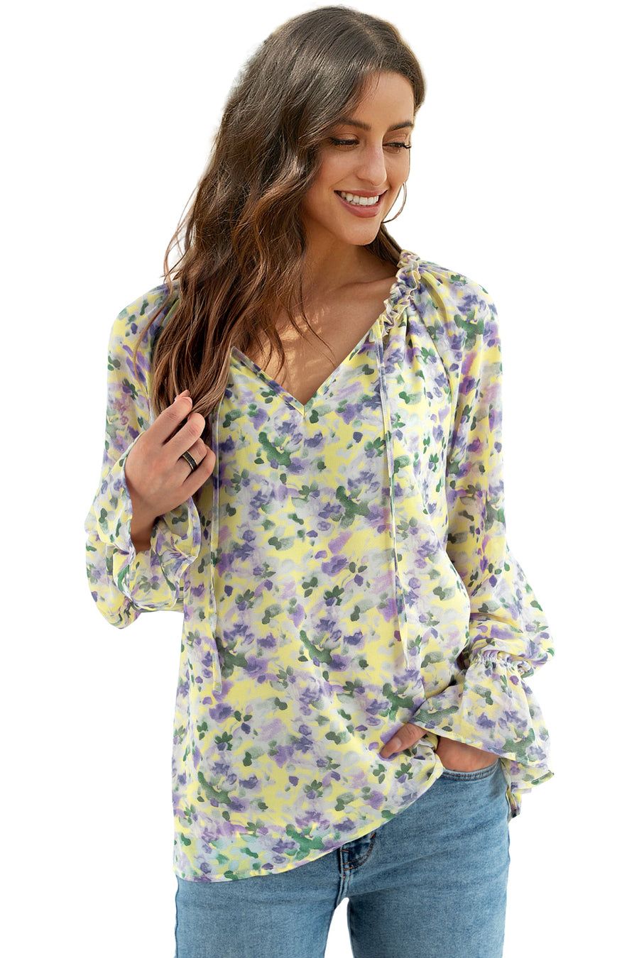 Boho Floral Print Blouse Sale sold by Amoretu