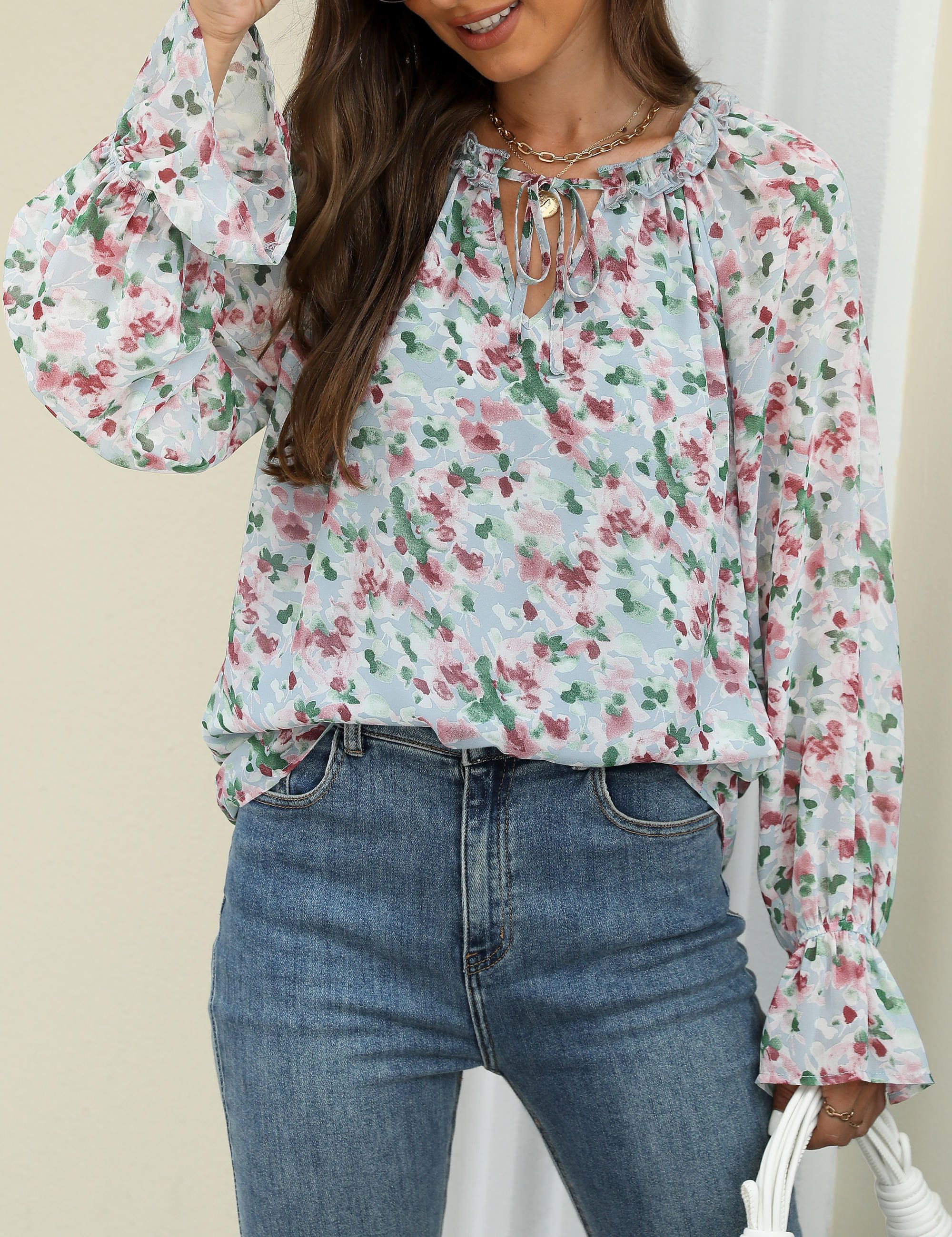 Boho Floral Print Blouse Sale sold by Amoretu product image thumbnail 5