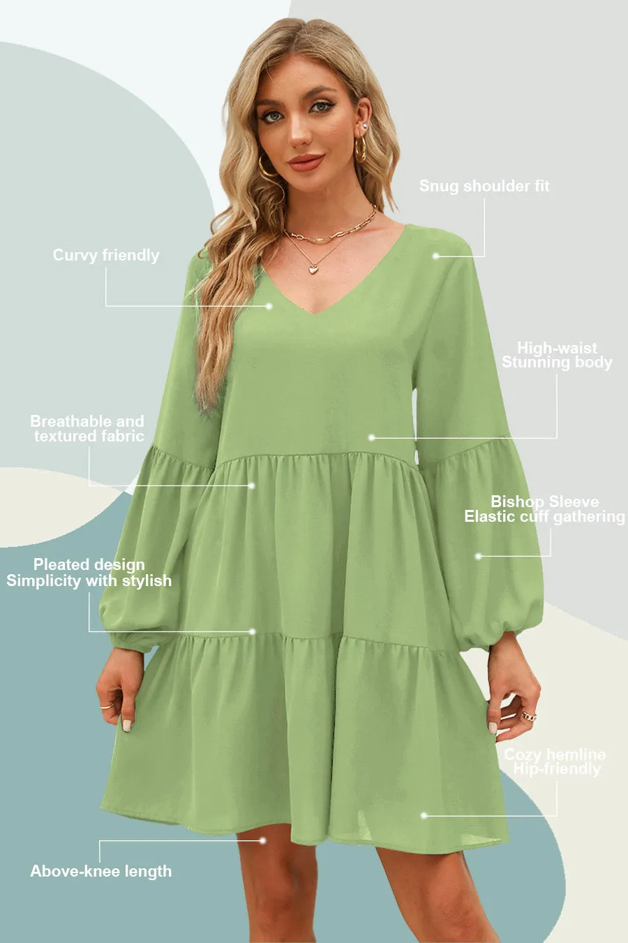 Notebook -V Neck Floral Print Tunic Shift Dress sold by Amoretu product image thumbnail 3