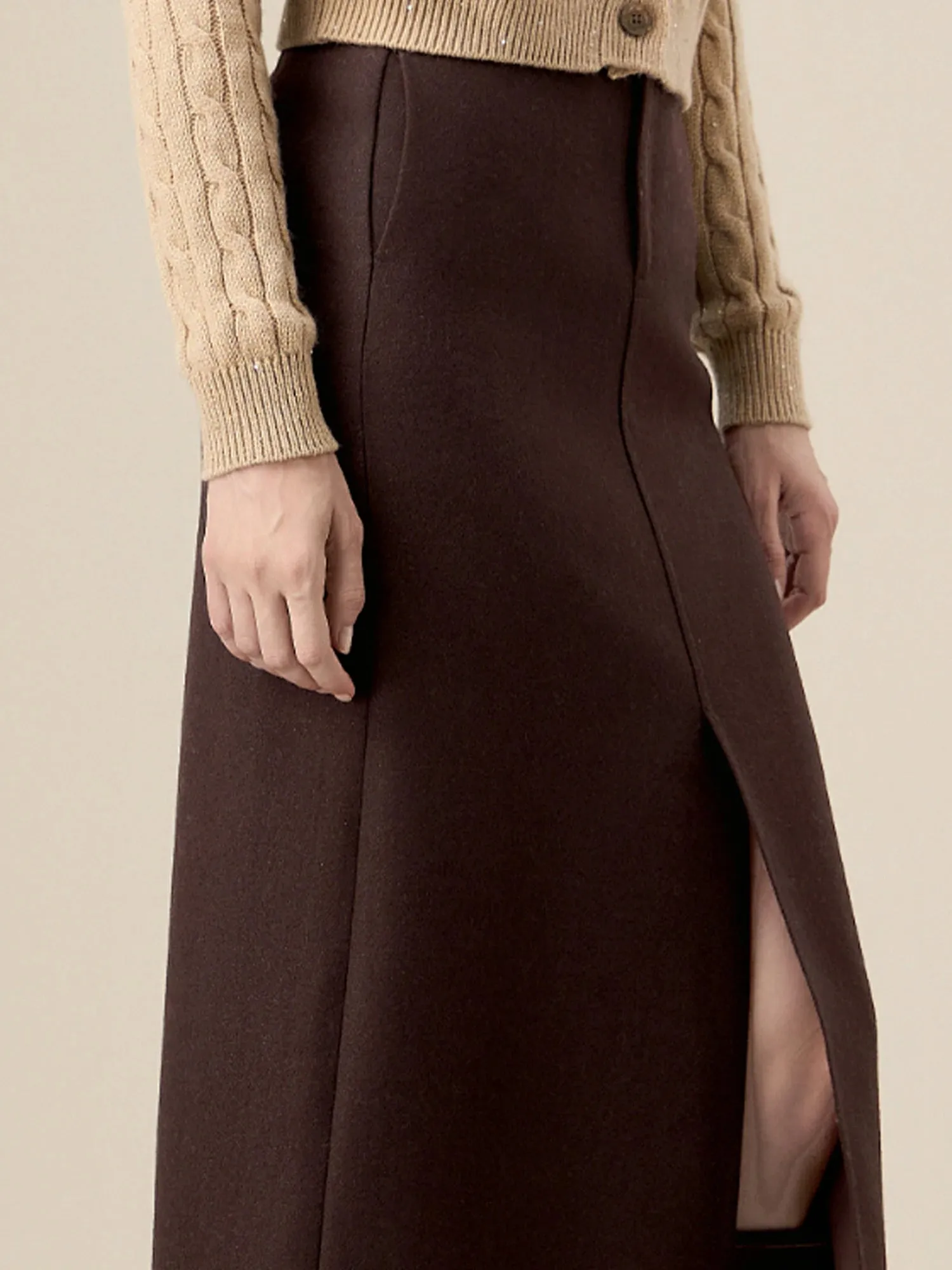 Amoretu Women's Wool Straight Slits Skirt sold by Amoretu product image thumbnail 5