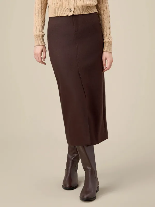 Amoretu Women's Wool Straight Slits Skirt sold by Amoretu